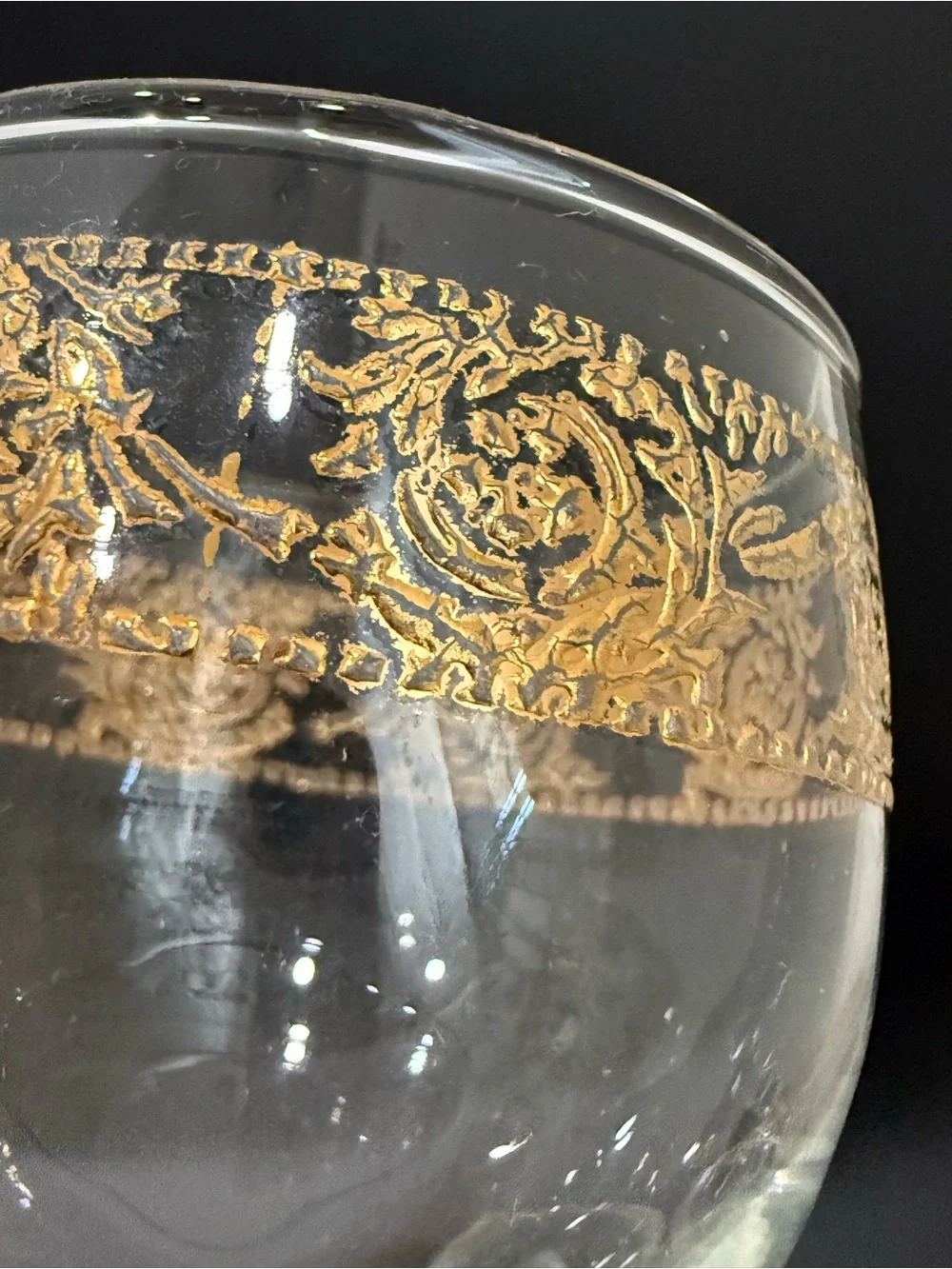 Lot of 4 Vintage MCM Culver Tyrol 22k Gold Gilt 5.75” Stemmed Wine Glasses